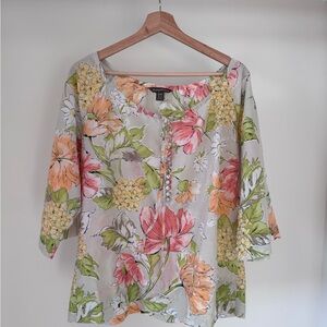Tommy Bahama Floral Blouse - Pink, Green, Yellow